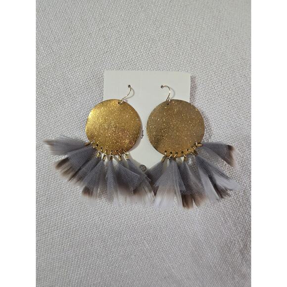 NwT Serefina for Anthropologie Gold Feather earrings - Picture 1 of 1